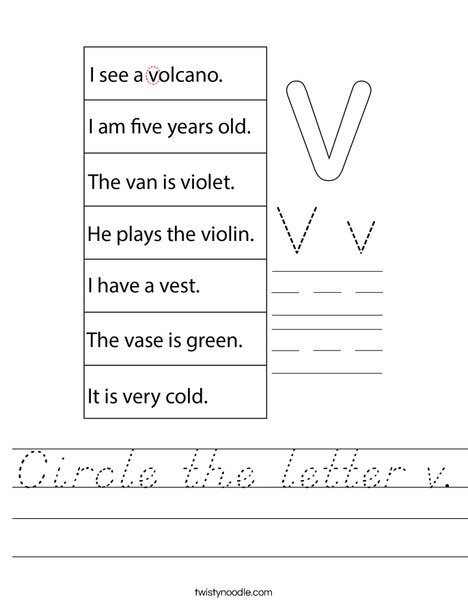 Circle the letter v. Worksheet
