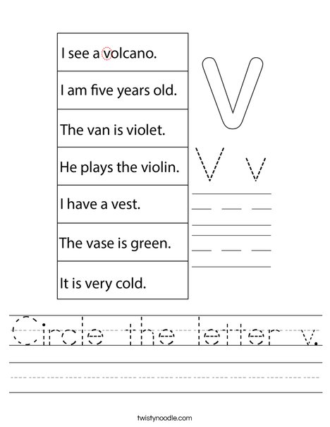 Circle the letter v. Worksheet