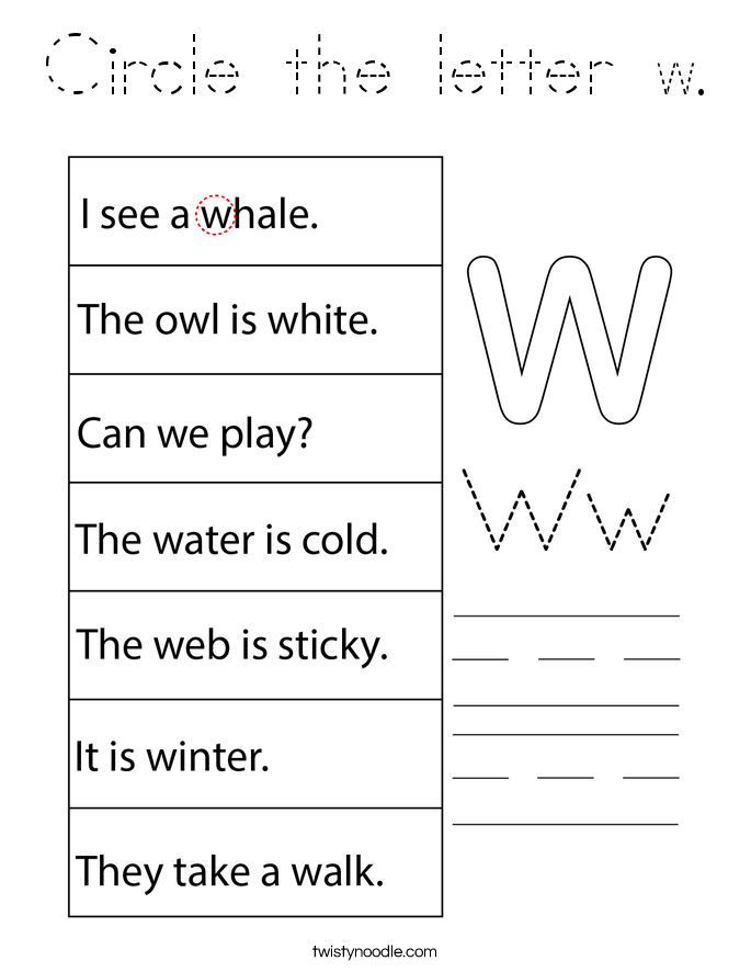 Circle the letter w. Coloring Page