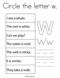 Circle the letter w. Coloring Page