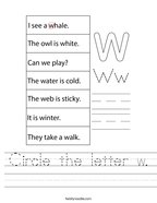 Circle the letter w Handwriting Sheet