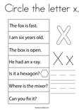 Circle the letter x. Coloring Page