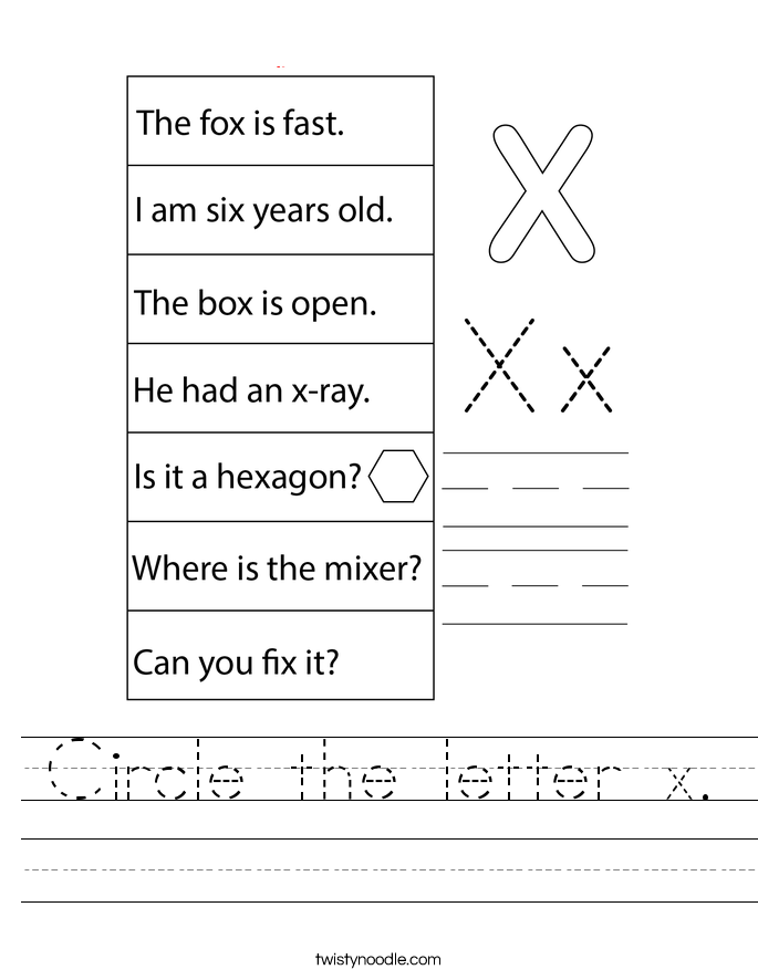 Circle the letter x. Worksheet