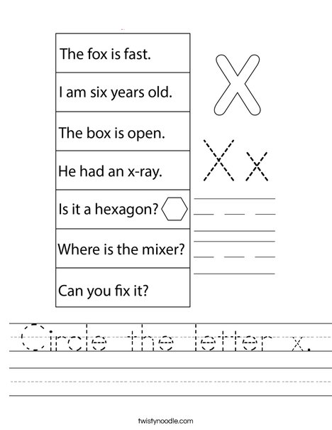 Circle the letter x. Worksheet