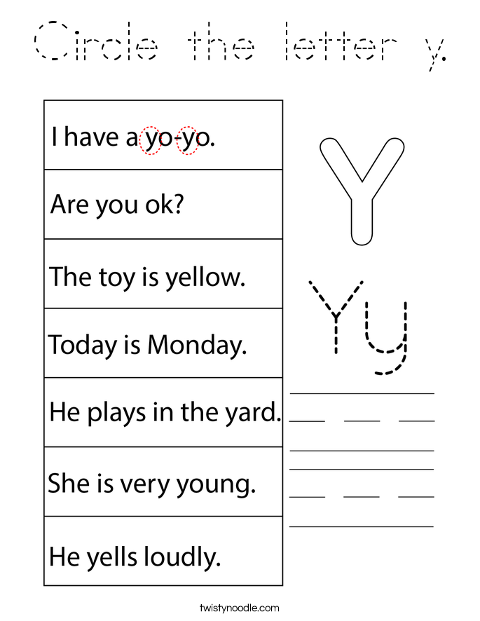 Circle the letter y. Coloring Page