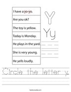 Circle the letter y Handwriting Sheet