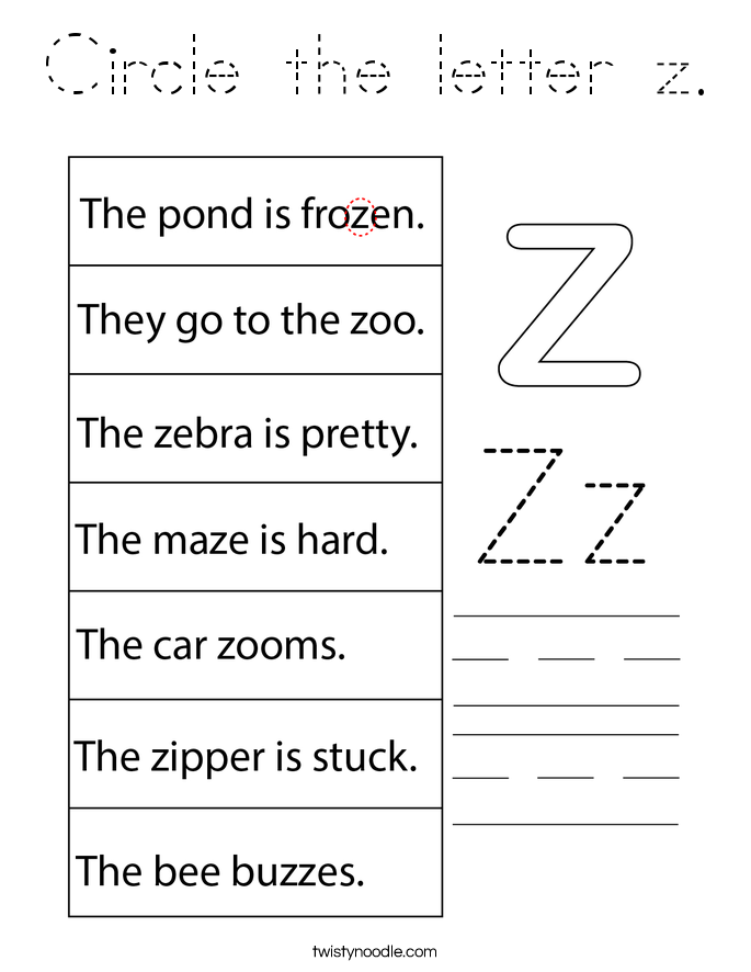 Circle the letter z. Coloring Page