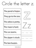 Circle the letter z. Coloring Page