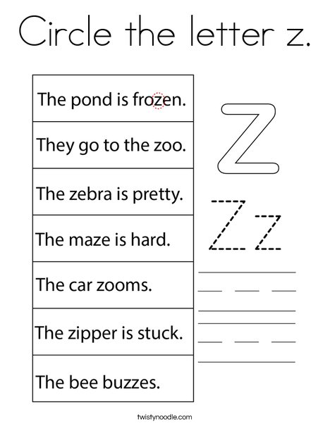 Circle the letter z. Coloring Page