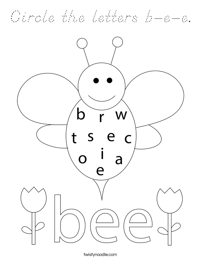 Circle the letters b-e-e. Coloring Page