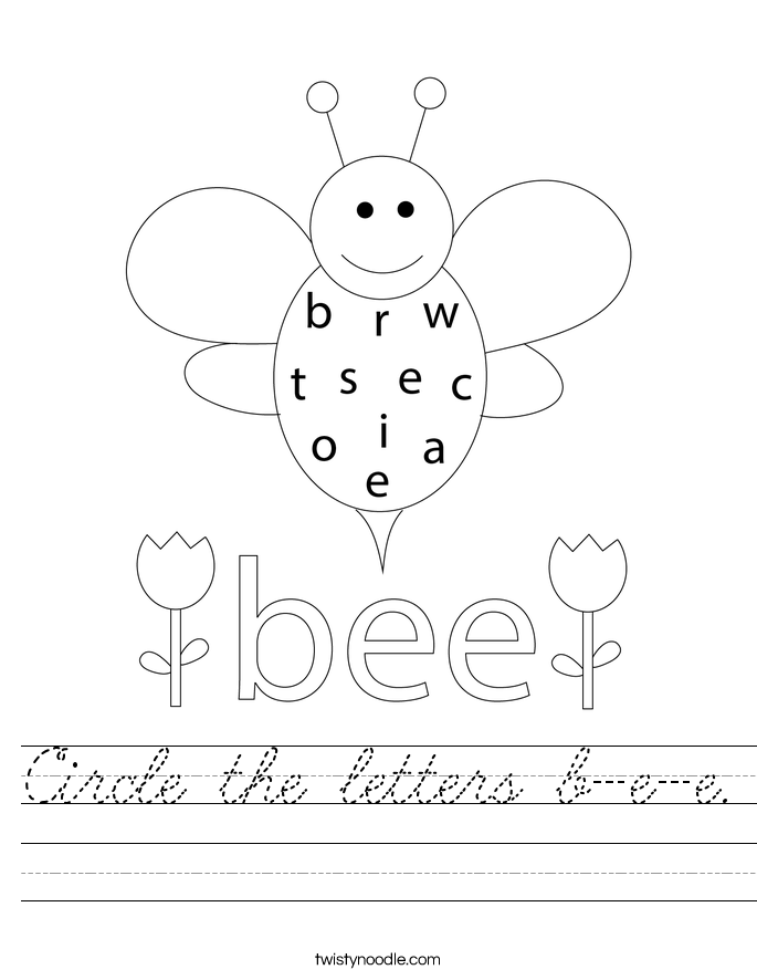 Circle the letters b-e-e. Worksheet