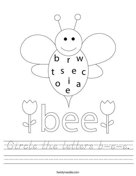 Circle the letters b-e-e. Worksheet