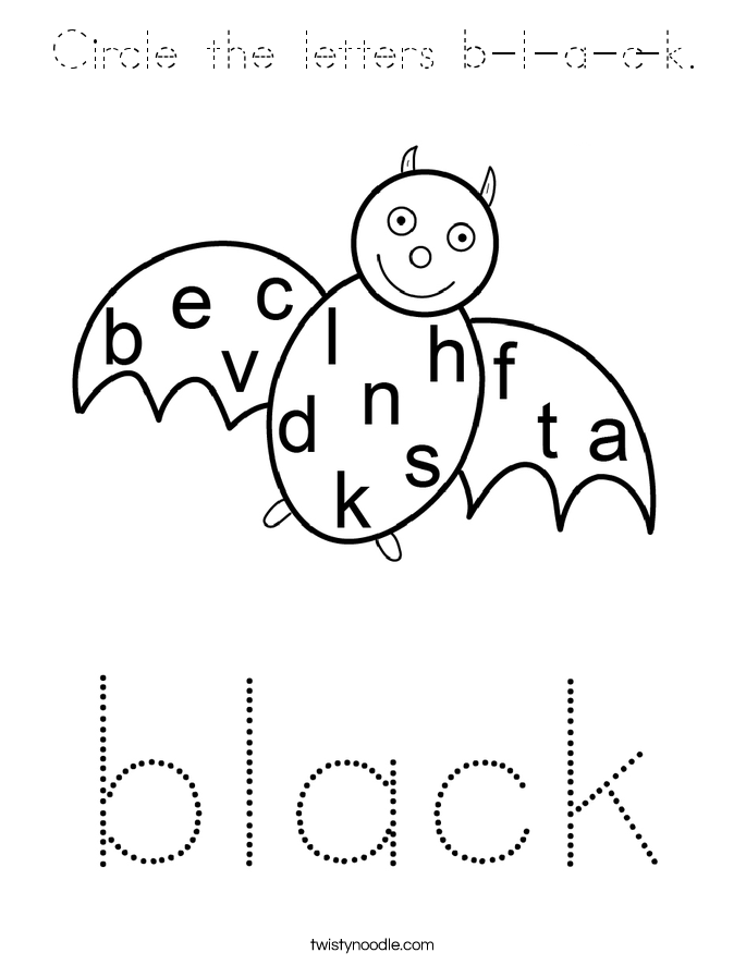 Circle the letters b-l-a-c-k. Coloring Page