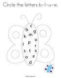 Circle the letters b-l-u-e Coloring Page