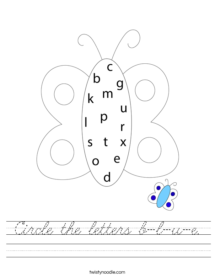 Circle the letters b-l-u-e. Worksheet