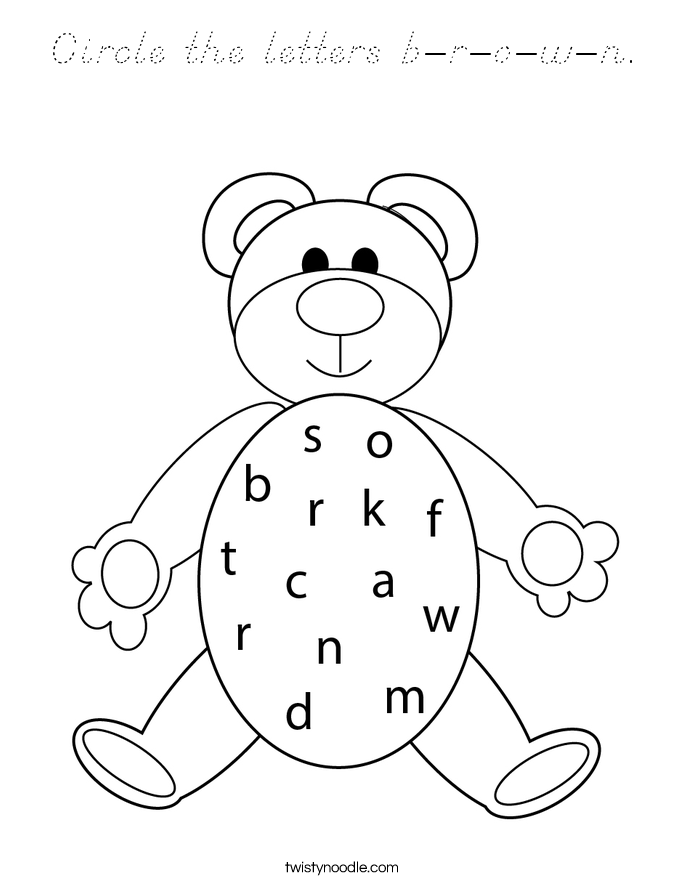 Circle the letters b-r-o-w-n. Coloring Page