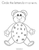 Circle the letters b-r-o-w-n Coloring Page
