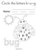 Circle the letters b-u-g Coloring Page