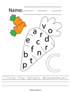 Circle the letters c-a-r-r-o-t Handwriting Sheet