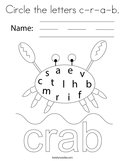 Circle the letters c-r-a-b Coloring Page