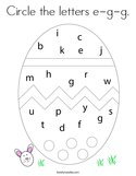 Circle the letters e-g-g Coloring Page