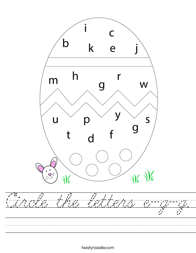 Circle the letters e-g-g. Worksheet