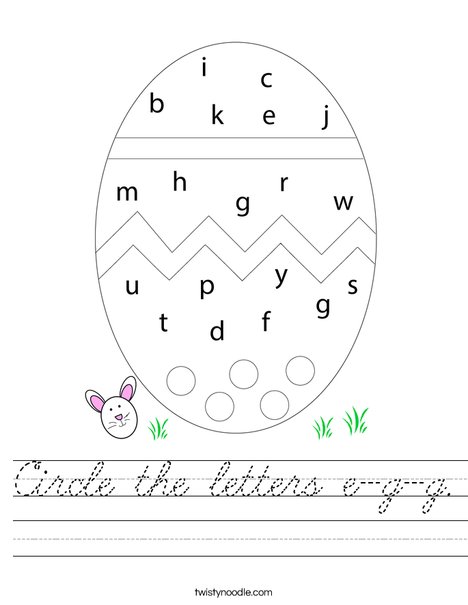 Circle the letters e-g-g. Worksheet