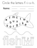 Circle the letters f-i-s-h Coloring Page