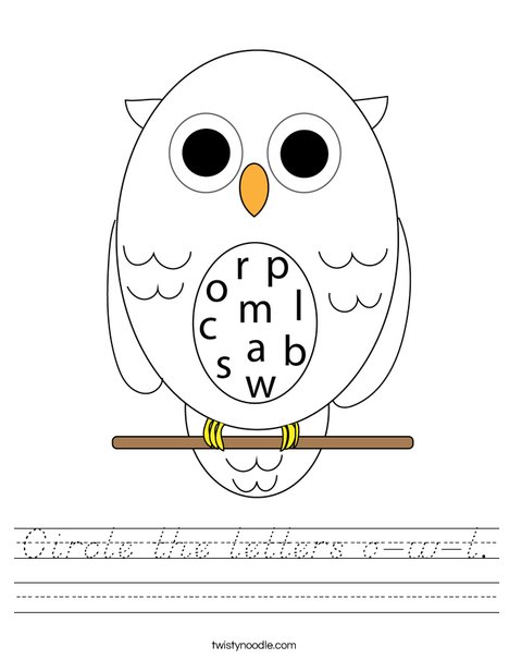 Circle the letters o-w-l.  Worksheet