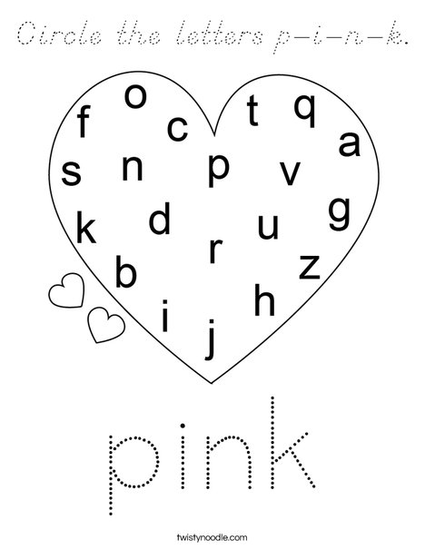 Circle the letters p-i-n-k. Coloring Page
