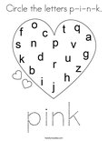 Circle the letters p-i-n-k. Coloring Page