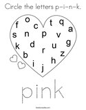 Circle the letters p-i-n-k Coloring Page