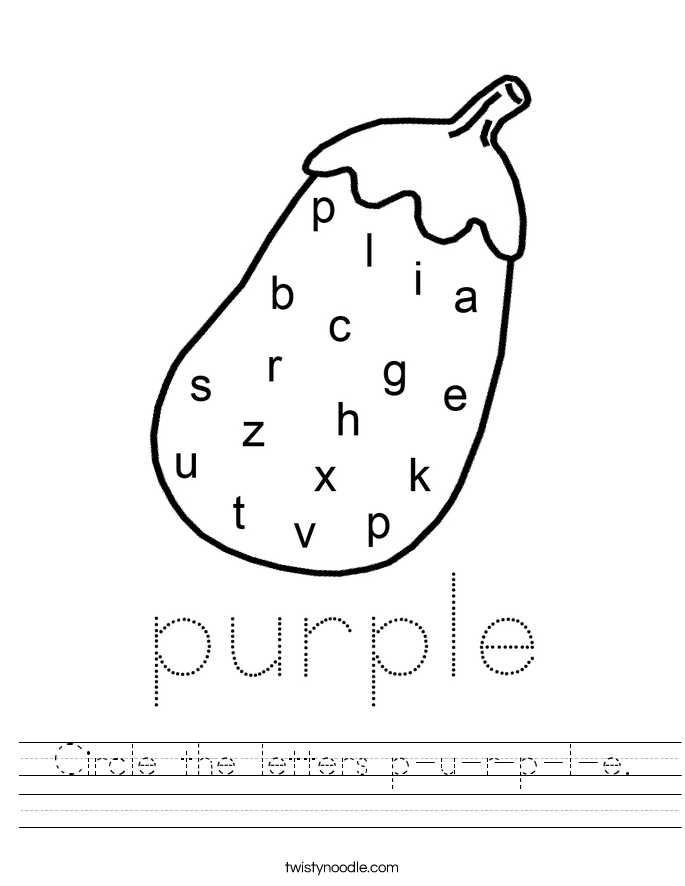 Circle the letters p-u-r-p-l-e. Worksheet