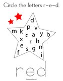 Circle the letters r-e-d Coloring Page