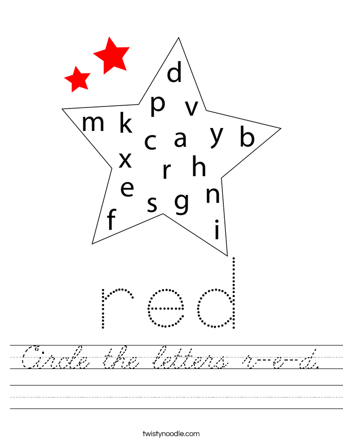 Circle the letters r-e-d. Worksheet