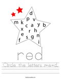 Circle the letters r-e-d. Worksheet
