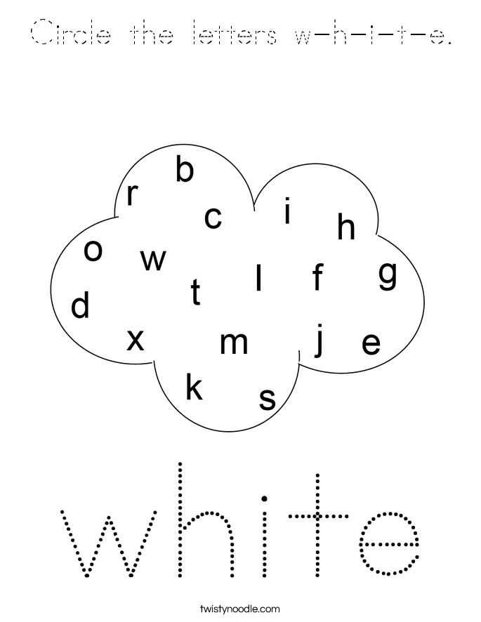 Circle the letters w-h-i-t-e. Coloring Page