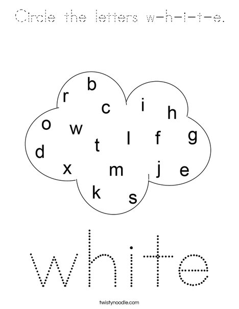 Circle the letters w-h-i-t-e, Coloring Page