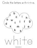 Circle the letters w-h-i-t-e Coloring Page
