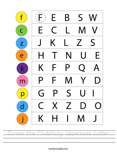 Circle the Matching Uppercase Letter Worksheet