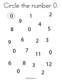 Circle the number 0 Coloring Page