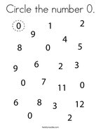 Circle the number 0 Coloring Page
