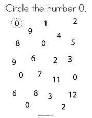 Circle the number 0 Coloring Page