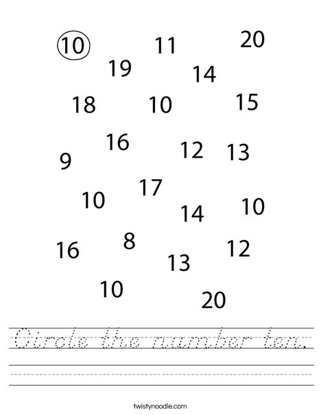 Circle the number 10. Worksheet