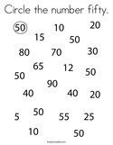 Circle the number fifty Coloring Page