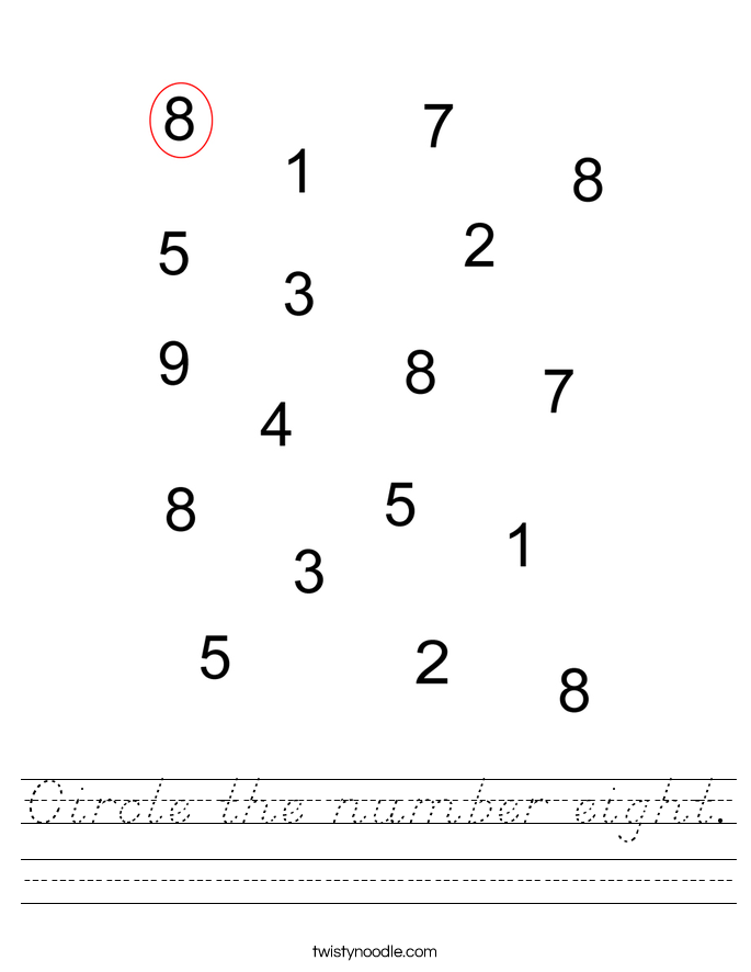 circle the number eight worksheet dnealian twisty noodle