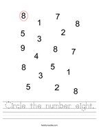 Circle the number eight Handwriting Sheet