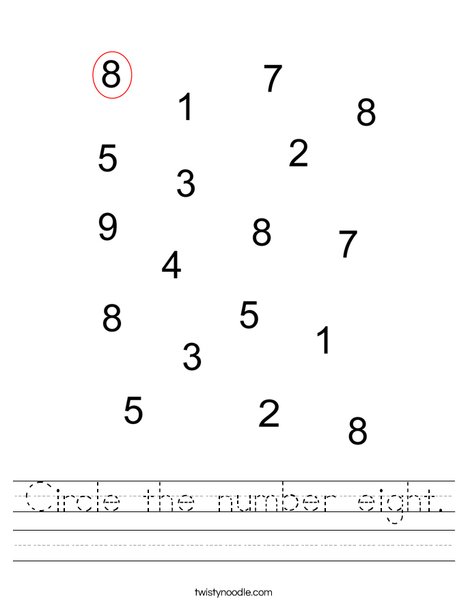 Circle the number eight. Worksheet