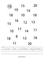 number 18 worksheet