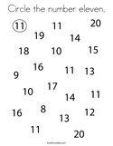 Circle the number eleven Coloring Page